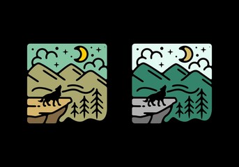 Line art illustration of wild wolf