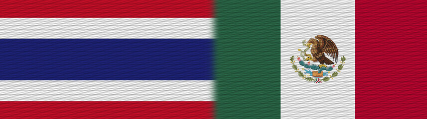 Mexico and Thailand Thai Fabric Texture Flag – 3D Illustration