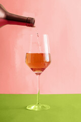 Glass of wine and bottle