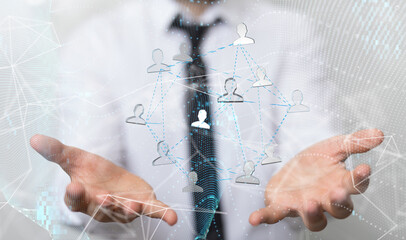 Global network. Blockchain. 3D illustration. Neural networks and artificial intelligence. Abstract