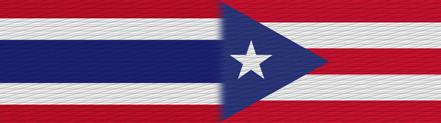 Puerto Rico and Thailand Thai Fabric Texture Flag – 3D Illustration