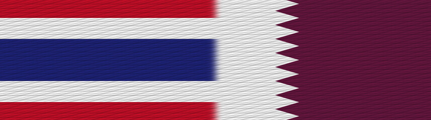 Qatar and Thailand Thai Fabric Texture Flag – 3D Illustration