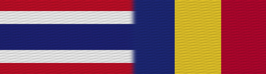 Romania and Thailand Thai Fabric Texture Flag – 3D Illustration