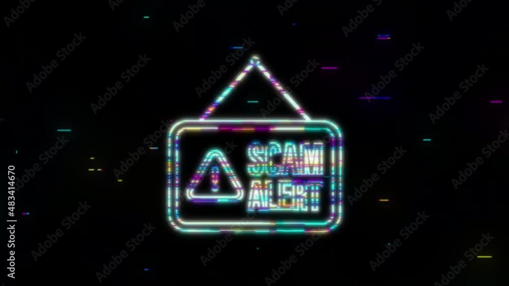 Poster scam alert glitch . hacker attack and web security concept, phishing scam. network and internet secu