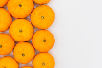 Mandarin oranges images with text space. Isolated on white
