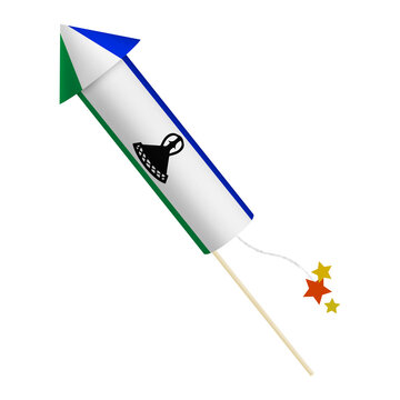 recommend clip art: Festival firecracker in colors of national flag on white background. Lesotho