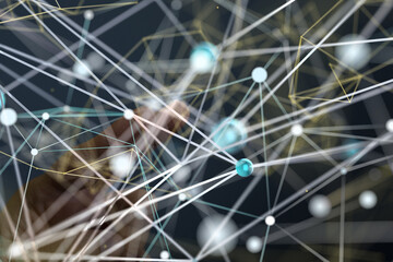 Global network. Blockchain. 3D illustration. Neural networks and artificial intelligence. Abstract