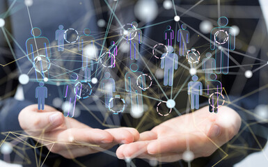 Neural network concept. Connected cells with links.