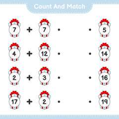 Count and match, count the number of Gift Box and match with the right numbers. Educational children game, printable worksheet, vector illustration