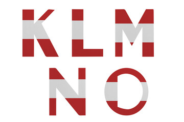 Obraz premium Universal Latin alphabet in colors of national flag. Austria. Part 3