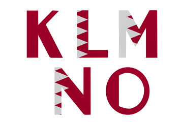 Universal Latin alphabet in colors of national flag. Bahrain. Part 3