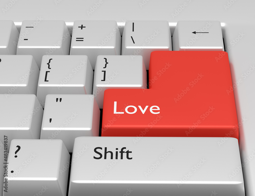 Poster feelings concept. word love you on button of computer keyboard