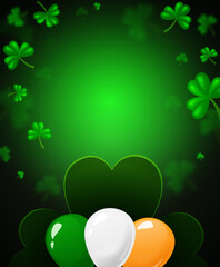 Vector illustration background with clovers and colourful balloons for St Patricks day design