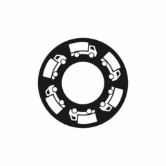 Naklejka premium circular truck logo on black and white background