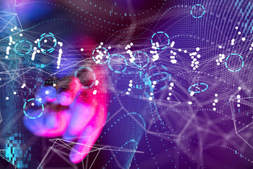 Global network. Blockchain. 3D illustration. Neural networks and artificial intelligence. Abstract