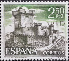 Spain - circa 1968: a postage stamp from Spain, showing the Castle of Villasobroso