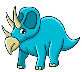 Illustration of cartoon triceratops isolated on white background