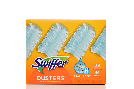 IRVINE, CALIFORNIA - 27 JAN 2022: A box of Swiffer Dusters