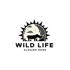 Flat design rhino logo illustration