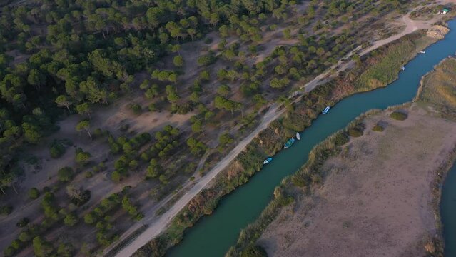 Aerial view Antalya river.