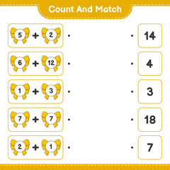 Count and match, count the number of Ribbon and match with the right numbers. Educational children game, printable worksheet, vector illustration