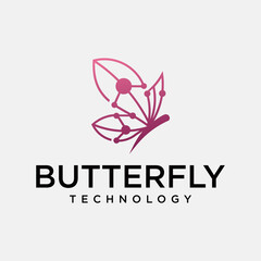 Butterfly logo butterfly line symbol abstract geometric pixel style butterfly technology