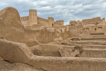 Ruins, towers and walls of Rayen Citadel, Biggest adobe building in the world, Kerman Province, Iran