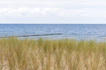 The view over the dunes to the Baltic Sea in the small seaside resort of Zempin