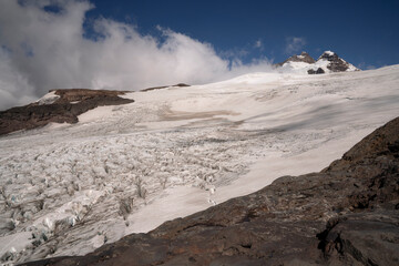 Alpine landscape. View of Tronador hill peak and glacier Casta&ntilde;o Overo ice field, in Pampa Linda, Patagonia Argentina.