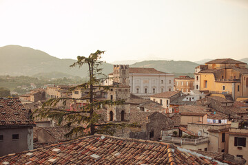 Ancient architecture of old towns in southern Italy. Vacation photos while traveling in the Lazio region.