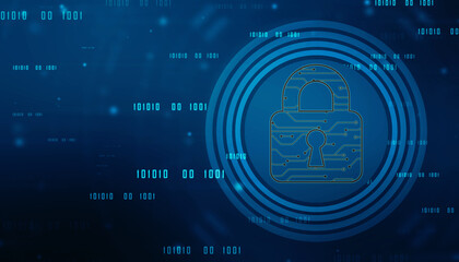 2d illustration Safety concept: Closed Padlock on digital background
