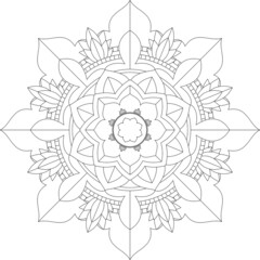 Circular pattern in form of mandala for Henna, Mehndi, tattoo, decoration. Decorative ornament in ethnic oriental style. Coloring book page.