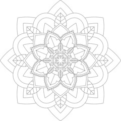 Circular pattern in form of mandala for Henna, Mehndi, tattoo, decoration. Decorative ornament in ethnic oriental style. Coloring book page.