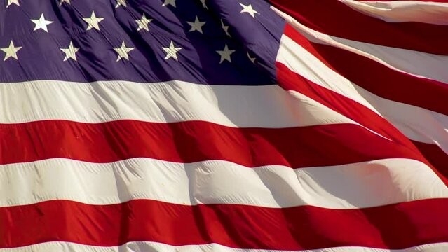 US Flag blowing in the breeze. Shot with a high-speed camera