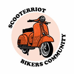 scooter hand drawn design logo transportation vector