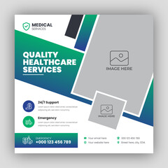 Obraz premium Medical healthcare square flyer social media post web promotion banner template