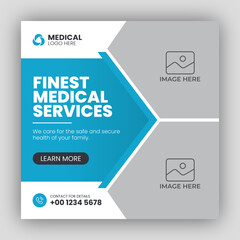 Medical healthcare square flyer social media post web promotion banner template