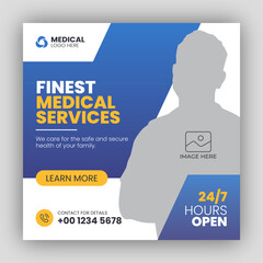 Medical healthcare square flyer social media post web promotion banner template
