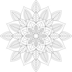 Circular pattern in form of mandala for Henna, Mehndi, tattoo, decoration. Decorative ornament in ethnic oriental style. Coloring book page.