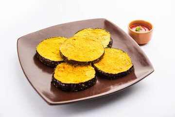 Vangyache Kaap or Pan Fried Crispy Eggplant