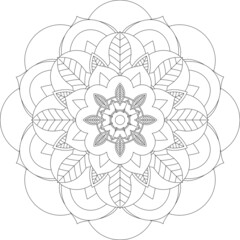 Circular pattern in form of mandala for Henna, Mehndi, tattoo, decoration. Decorative ornament in ethnic oriental style. Coloring book page.