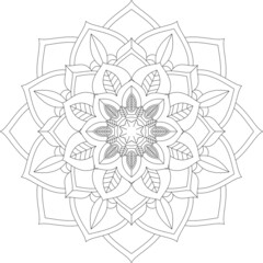 Circular pattern in form of mandala for Henna, Mehndi, tattoo, decoration. Decorative ornament in ethnic oriental style. Coloring book page.