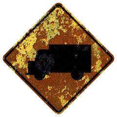 Old rusty American road sign - Truck Crossing variant