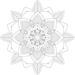Circular pattern in form of mandala for Henna, Mehndi, tattoo, decoration. Decorative ornament in ethnic oriental style. Coloring book page.