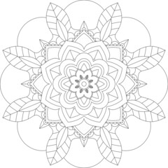 Circular pattern in form of mandala for Henna, Mehndi, tattoo, decoration. Decorative ornament in ethnic oriental style. Coloring book page.