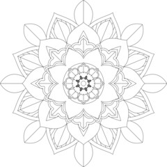 Circular pattern in form of mandala for Henna, Mehndi, tattoo, decoration. Decorative ornament in ethnic oriental style. Coloring book page.