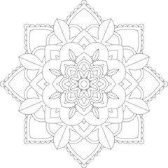 Circular pattern in form of mandala for Henna, Mehndi, tattoo, decoration. Decorative ornament in ethnic oriental style. Coloring book page.