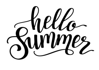 Hello summer hand drawn lettering. Vector illustration