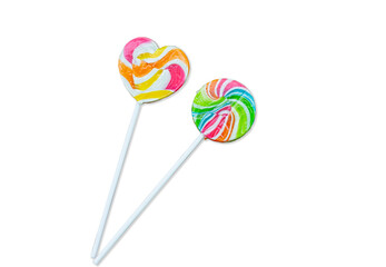 Rainbow color lollipops on white background, copy space,Lollipop, Rainbow, Candy, Circle, White Background 