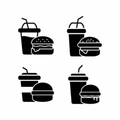 Fast Food Icon Burger And Drink Design Vector Logo Template Illustration Sign Symbol